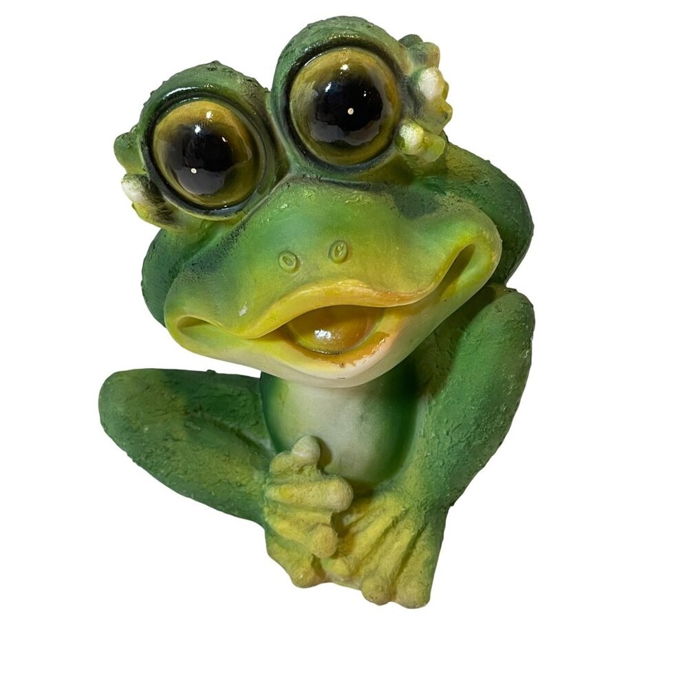 Handcrafted Green Frog Figurine Decorative Collectible Resin Statue